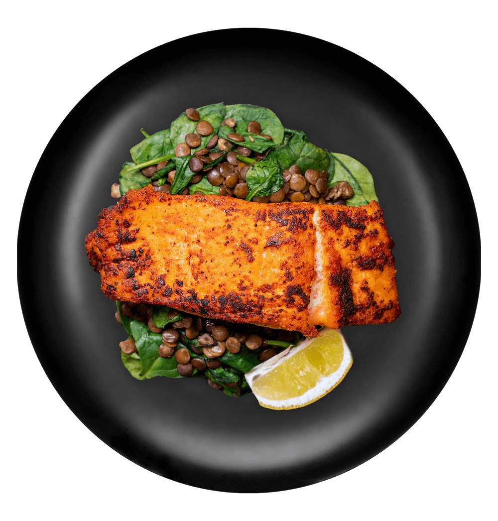 Cajun Salmon w/ Lentils & Greens