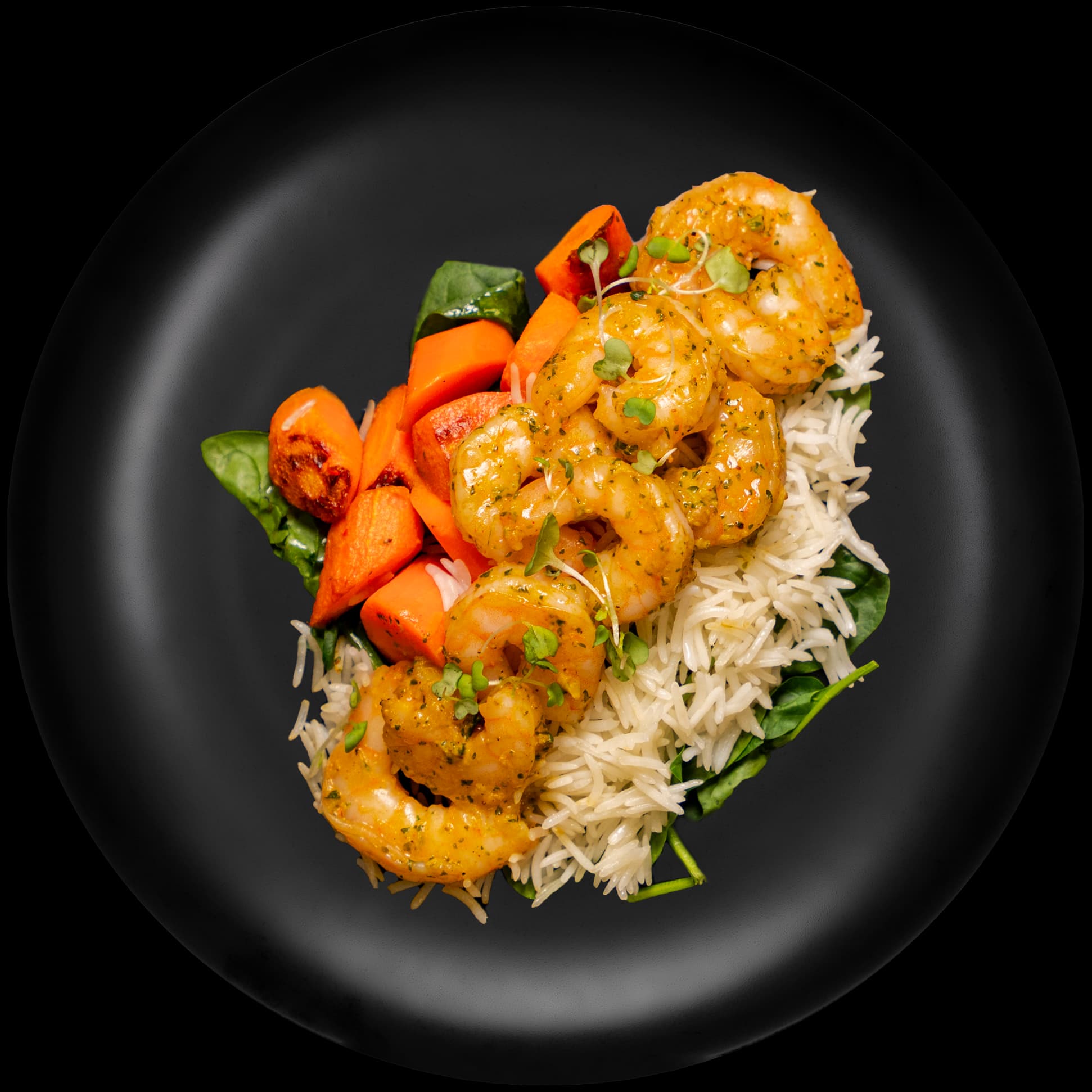 Chimichurri Shrimp w/ Basmati Rice & Roasted Carrots