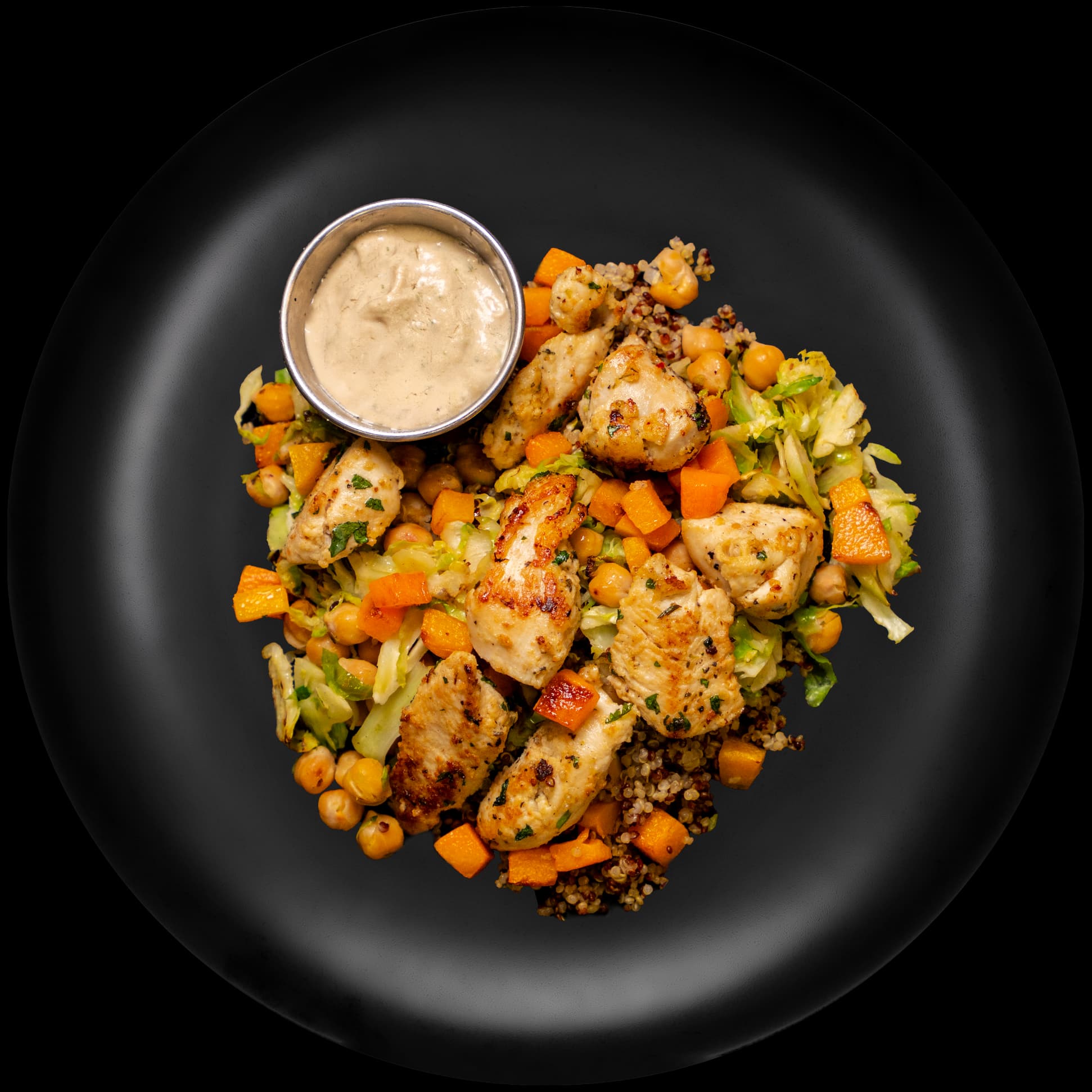 Chicken & Chickpea Power Bowl w/ Tahini Herb Dressing